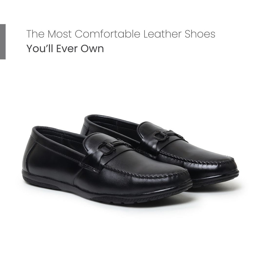 Hayes London | Blaze Horsebit Loafers – Black Plain Genuine Leather Men’s Shoes