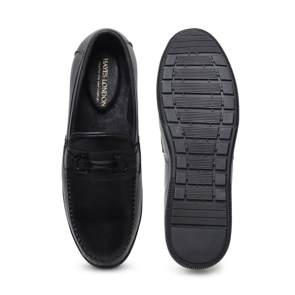 Hayes London | Blaze Horsebit Loafers – Black Plain Genuine Leather Men’s Shoes