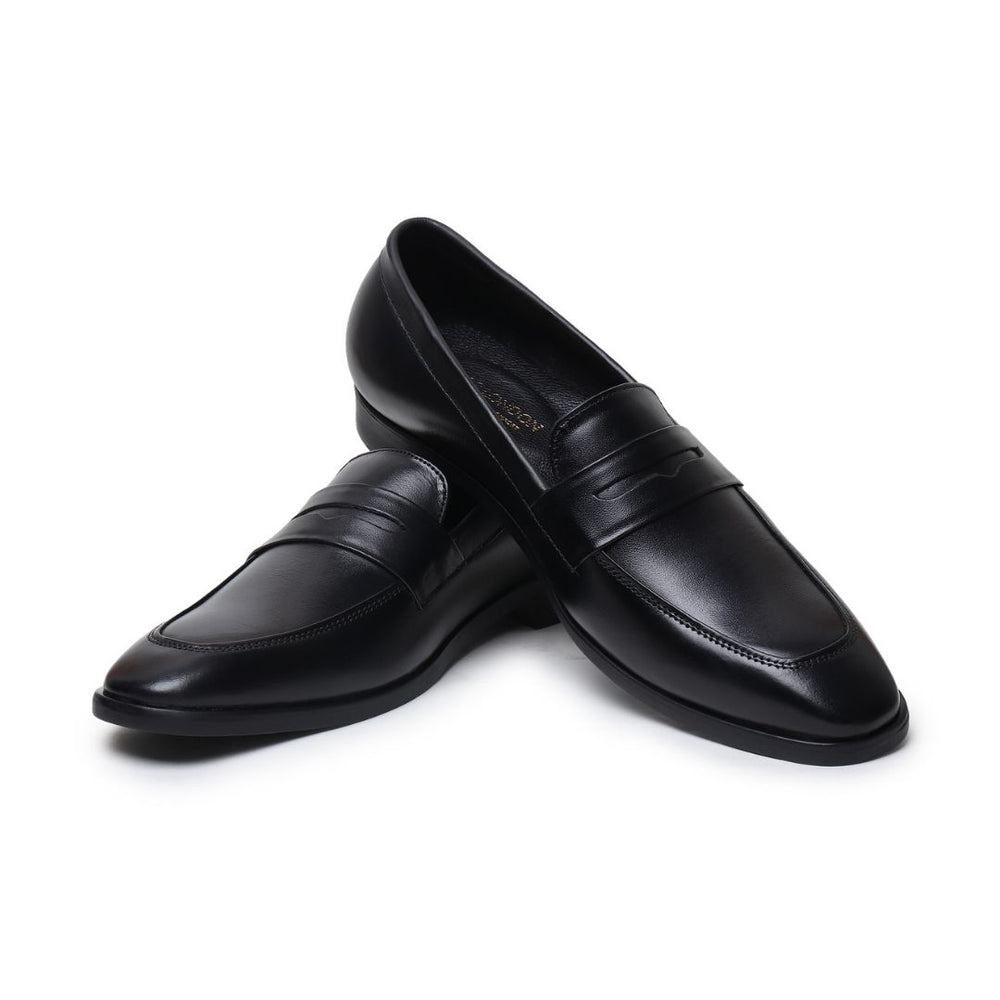 Hayes London | Belmonte Black Formal Penny Loafers for Men – Genuine Leather Slip-On Shoes for Office & Party Wear