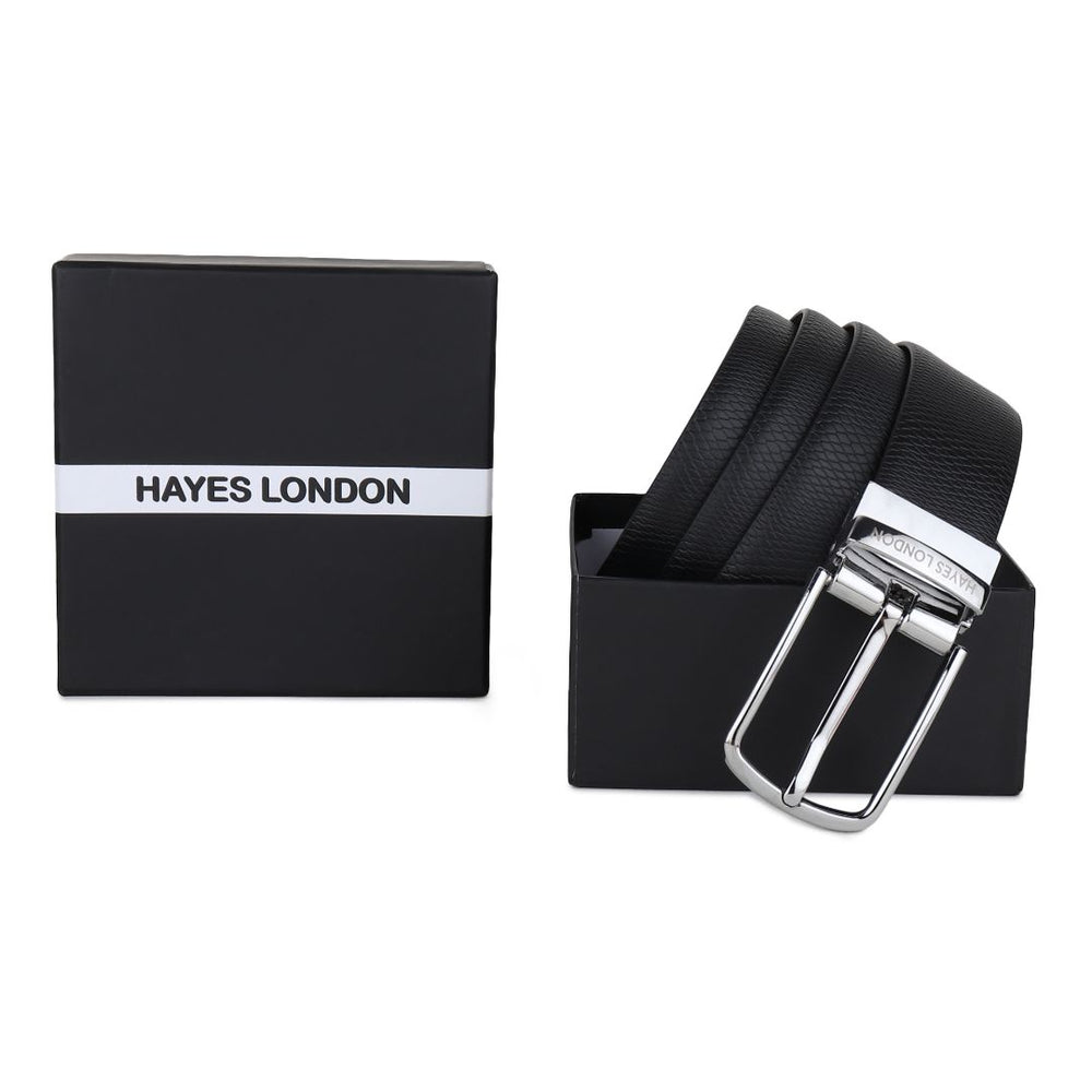 Hayes London | Italian Leather Reversible Black & Brown Belt For Men (Leather Texture: Viper)