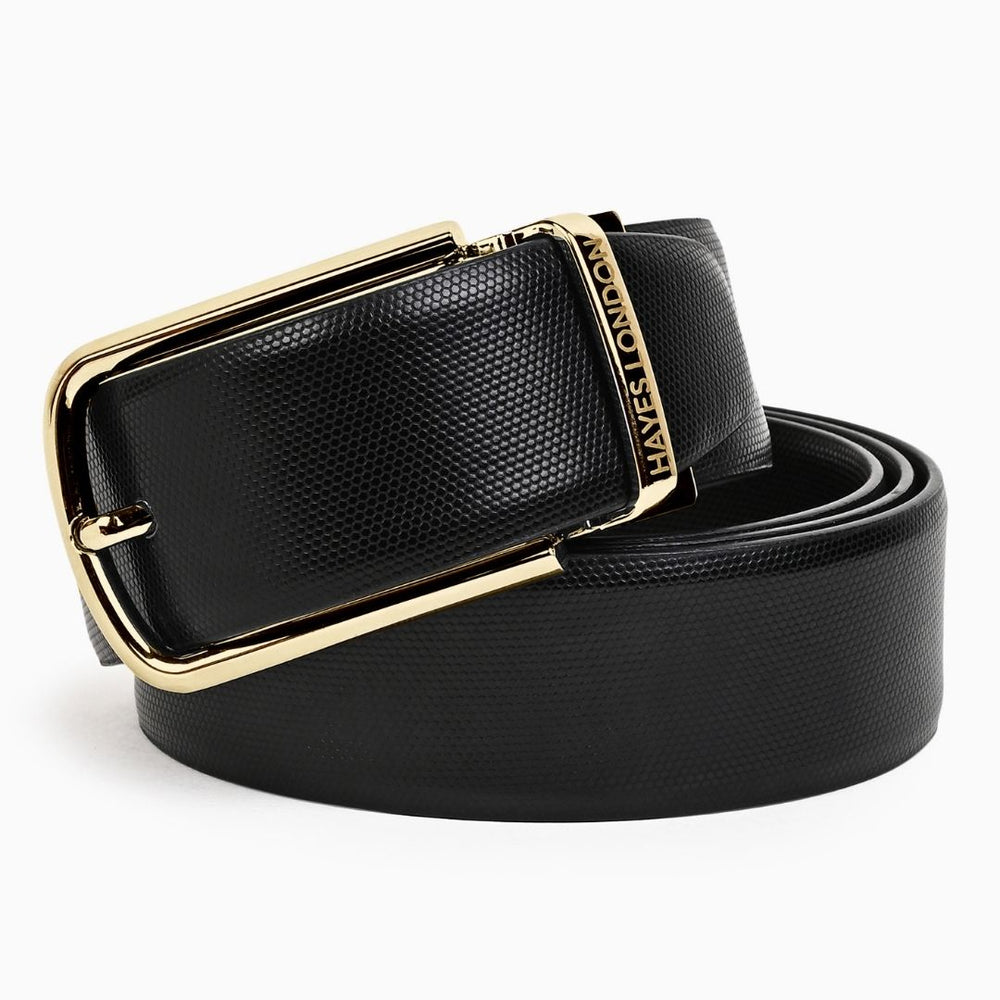 Hayes London | Italian Leather Reversible Black & Brown Belt For Men (Leather Texture: Braided)