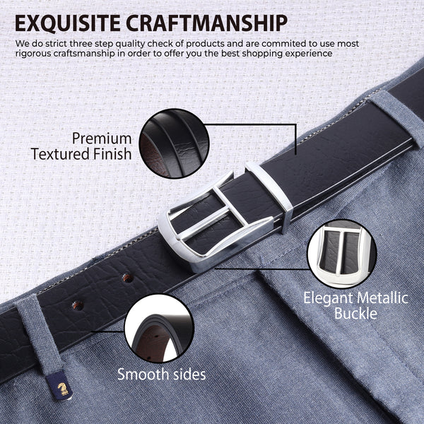 Cronos Wild Black & Brown Italian Leather Reversible Belt for Men – Silver Buckle
