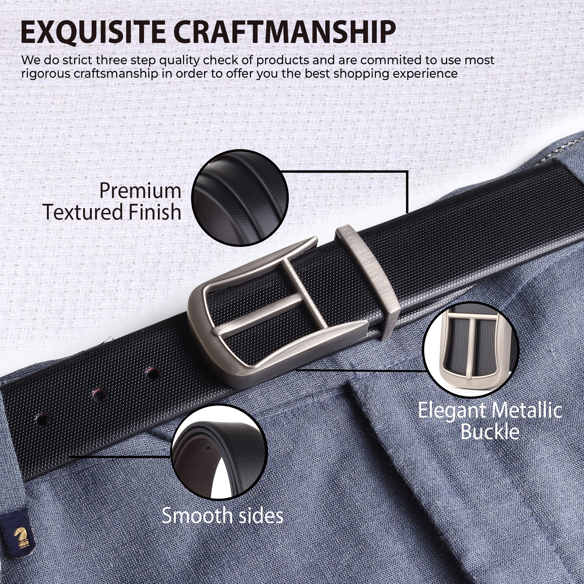 Cronos Braided Black & Brown Italian Leather Reversible Belt for Men – Grey Buckle