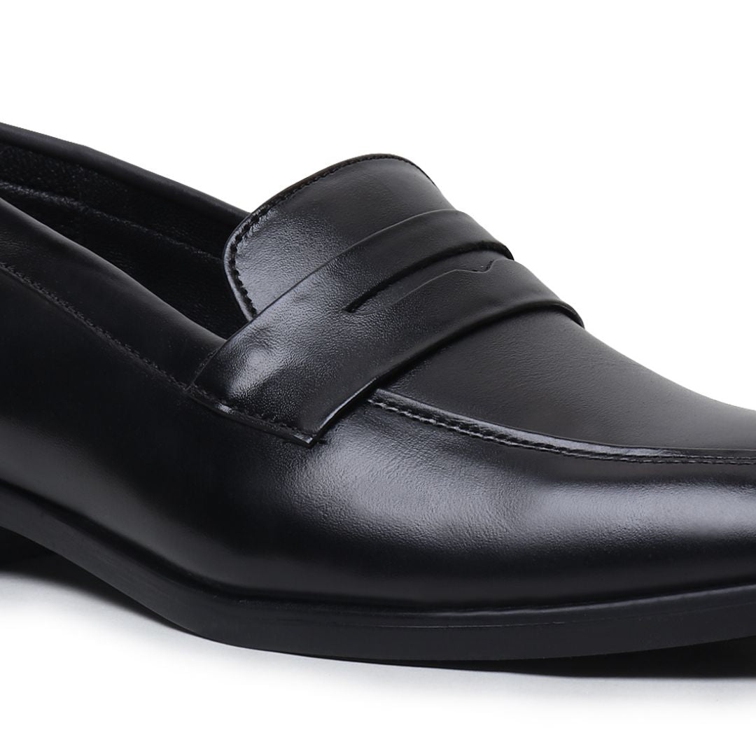 Hayes London | Belmonte Penny Loafers – Black Plain Genuine Leather Men’s Shoes