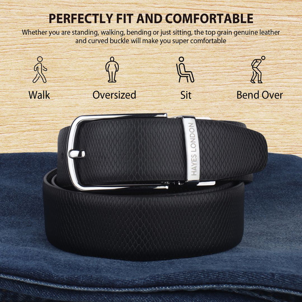 Hayes London | Italian Leather Reversible Black & Brown Belt For Men (Leather Texture: Viper)