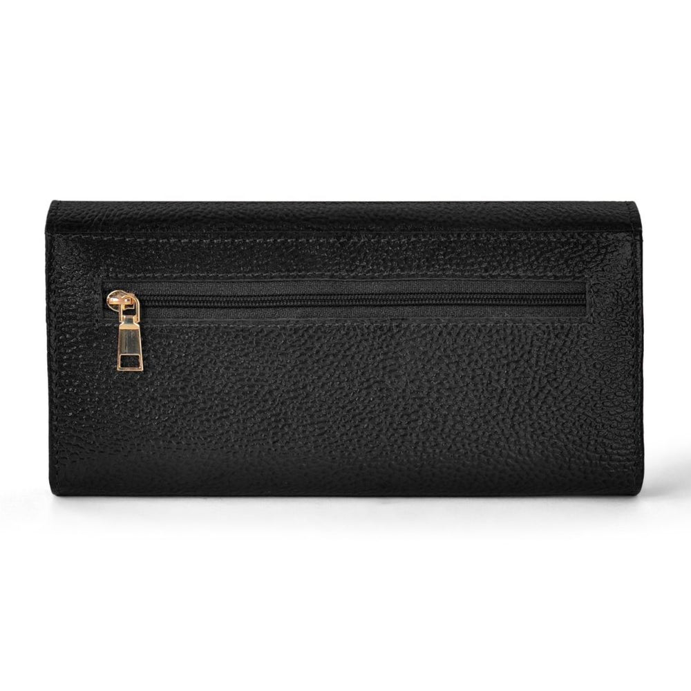 Hayes London | Black Genuine Leather Bi-Fold Clutch For Women (Leather Texture: Classic & Color: Black)