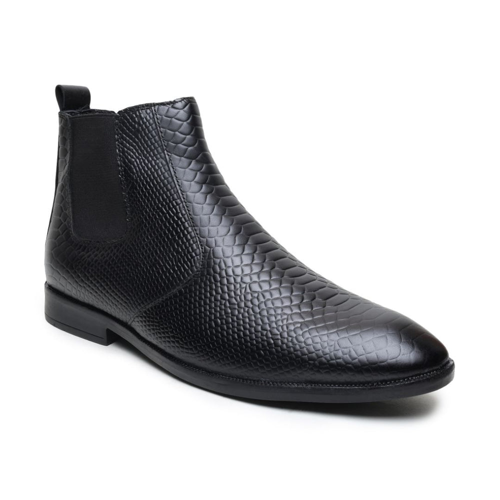 Hayes London | Hawk Chelsea Boots – Black Textured Genuine Leather Men’s Shoes