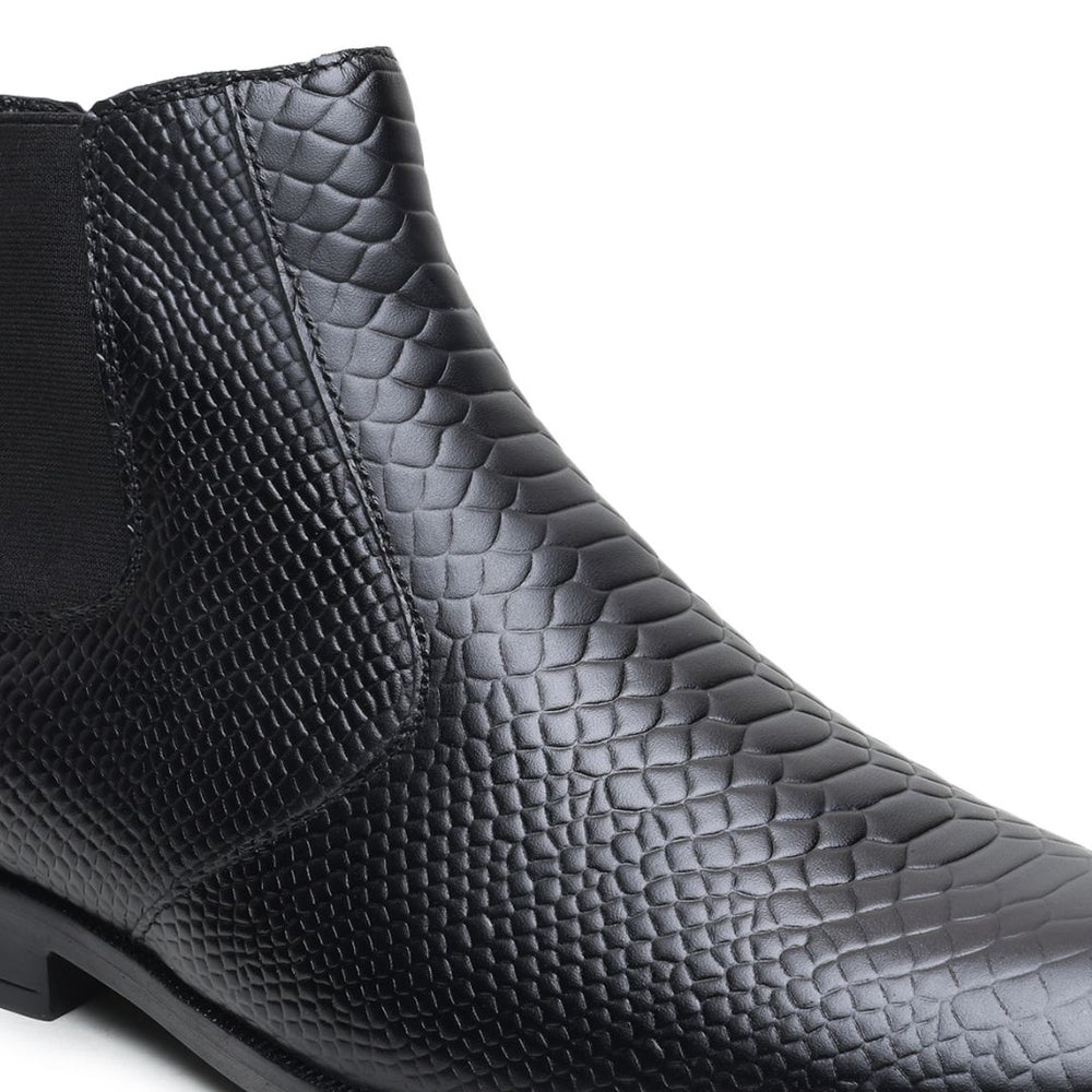 Hayes London | Hawk Chelsea Boots – Black Textured Genuine Leather Men’s Shoes