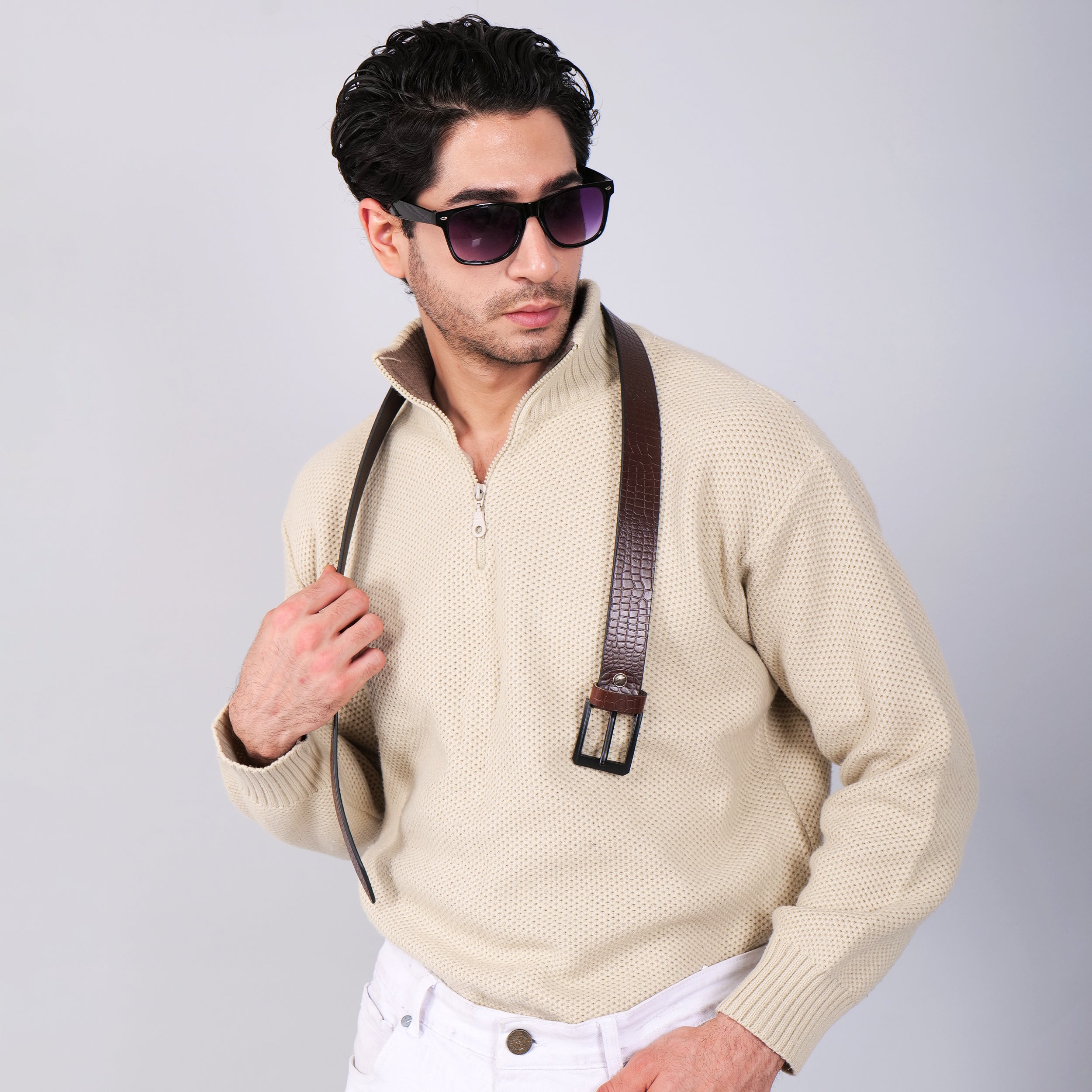 Hayes London | Brown Croco Pattern Genuine Leather Men's Belt (Leather Texture: Croco Pattern & Buckle Color: Black)