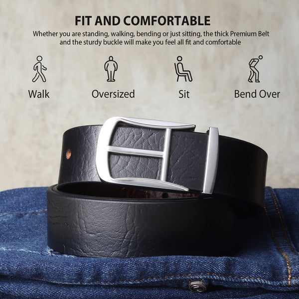 Cronos Wild Black & Brown Italian Leather Reversible Belt for Men – Silver Buckle