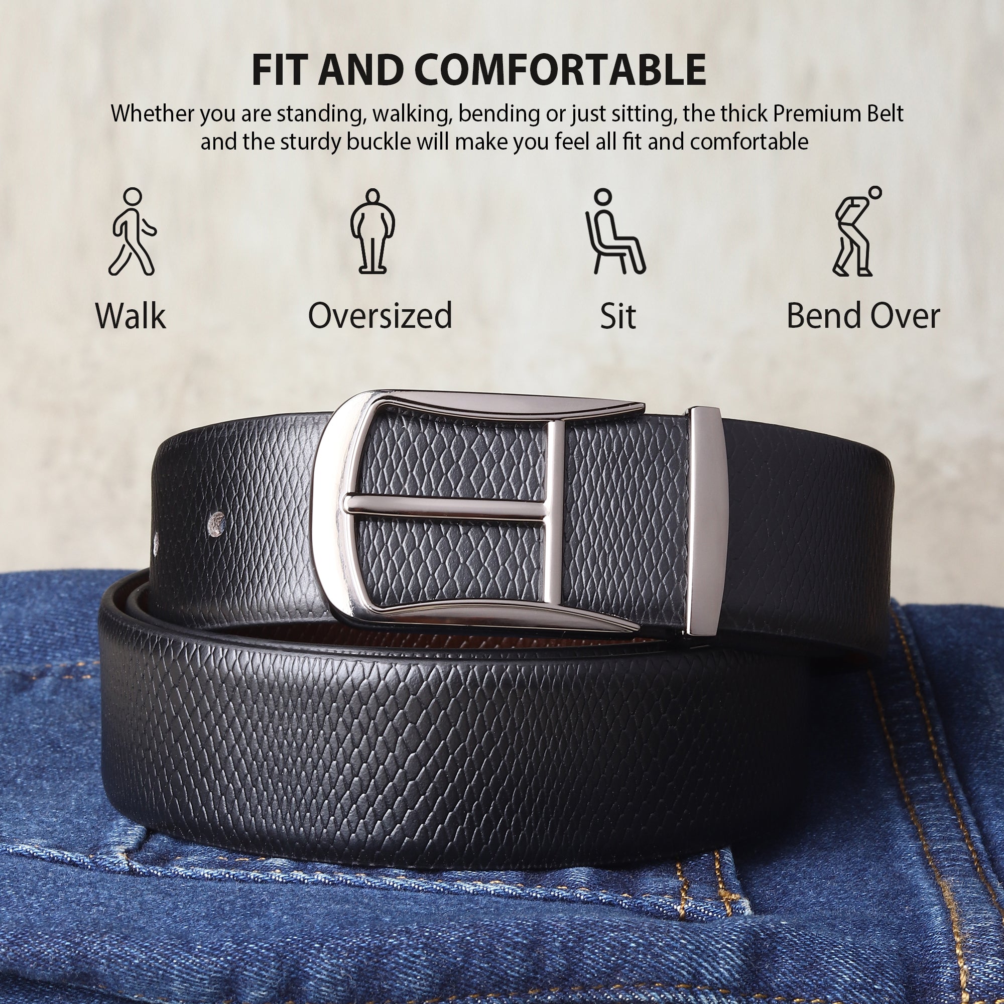 Hayes London | Cronos Viper Black & Brown Italian Leather Reversible Belt for Men – Grey Buckle