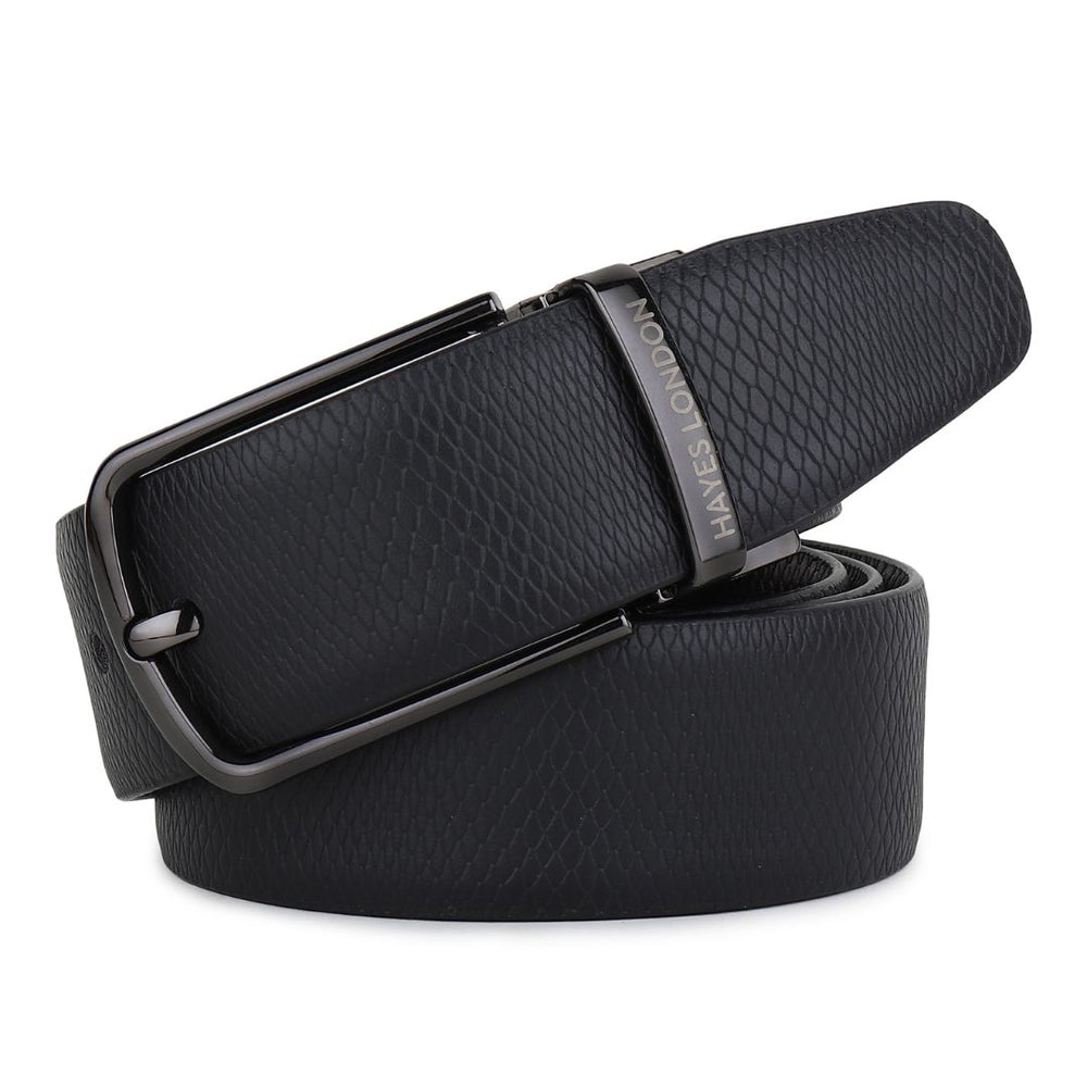 Hayes London | Italian Leather Reversible Black & Brown Belt For Men (Leather Texture: Viper)