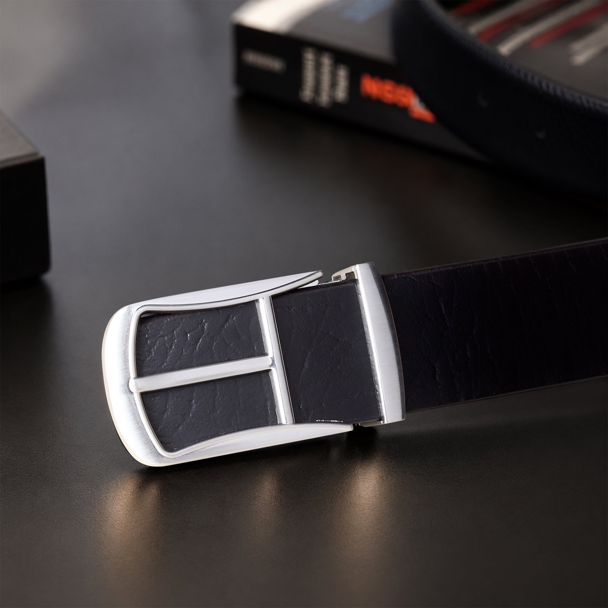 Cronos Wild Black & Brown Italian Leather Reversible Belt for Men – Silver Buckle
