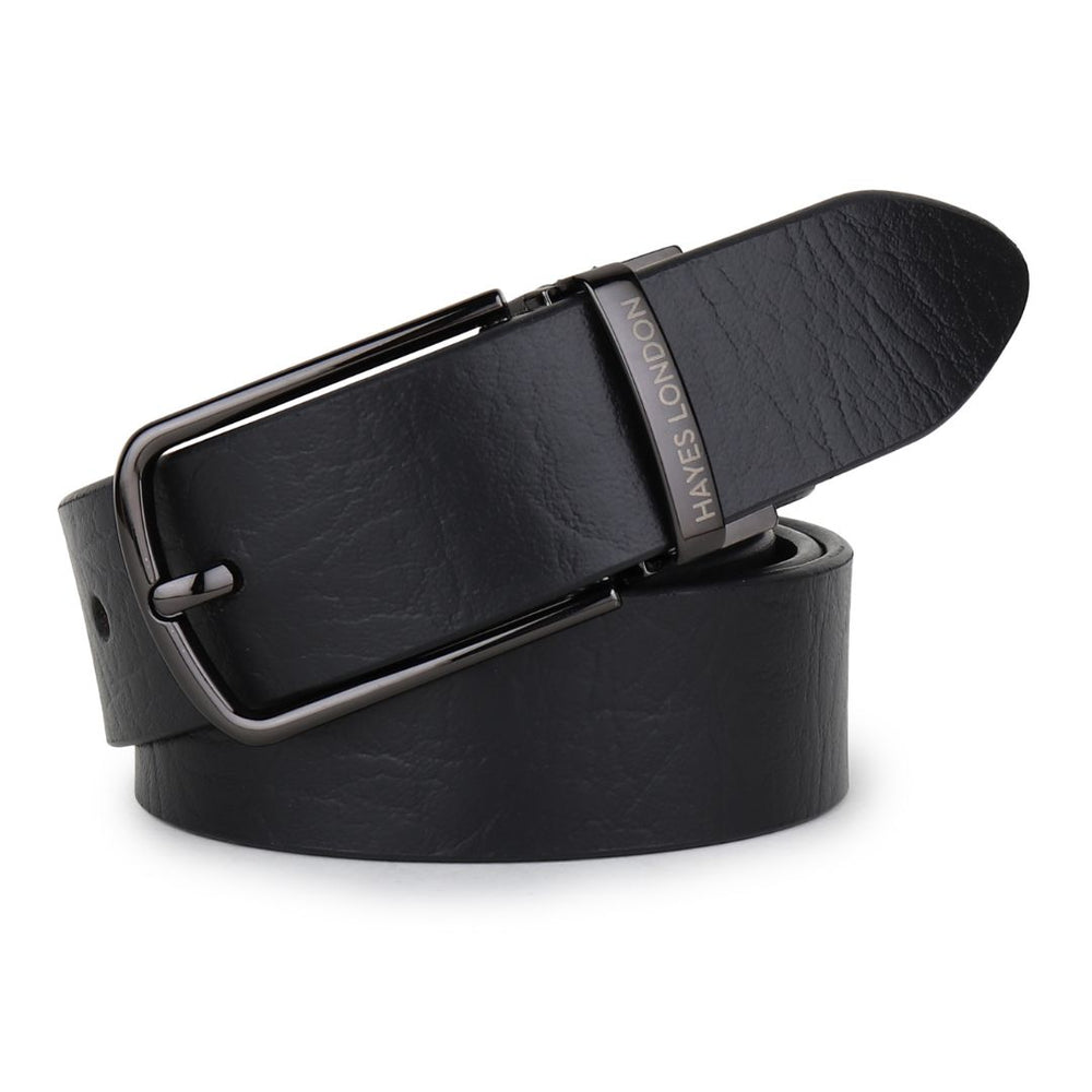 Hayes London | Reversible Black & Brown Genuine Leather Belt For Men (Leather Texture: Wild)