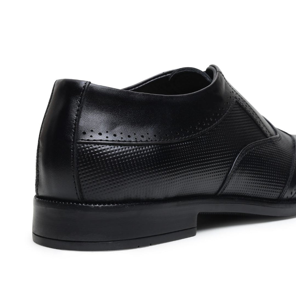 Hayes London | Monarch Wingtip Brogues – Black Perforated Genuine Leather Men’s Shoes