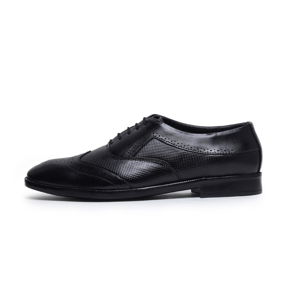 Hayes London | Monarch Wingtip Brogues – Black Perforated Genuine Leather Men’s Shoes