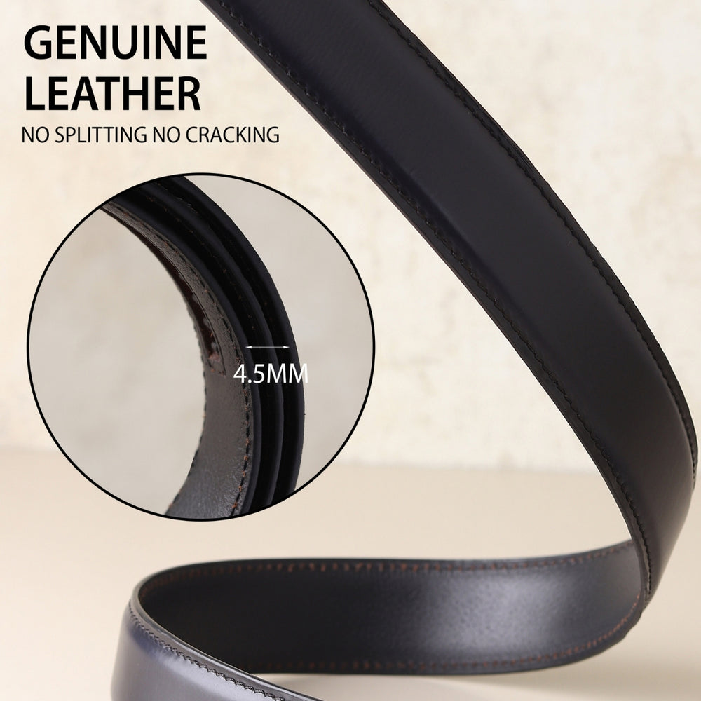 Hayes London | Auto-Lock Genuine Leather Black Belt for Men | Premium Micro-Adjustable No-Hole Belt (Leather Texture: Plain)