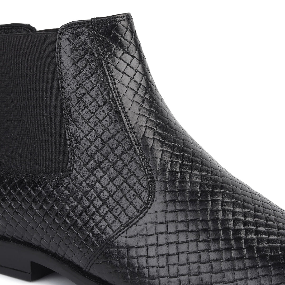 Hayes London | Griffin Chelsea Boots – Black Textured Genuine Leather Men’s Shoes