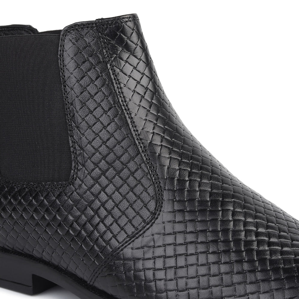 Hayes London | Griffin Chelsea Boots – Black Textured Genuine Leather Men’s Shoes