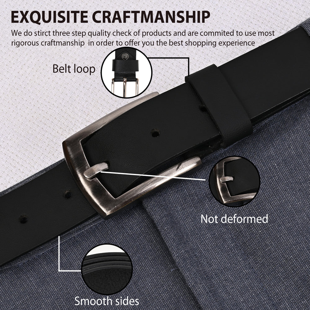 Hayes London | Black Genuine Leather Men's Belt (Leather Texture: Plain & Buckle Color: Silver)