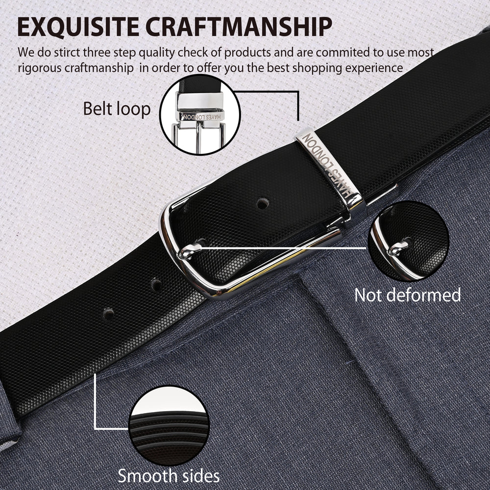 Hayes London | Italian Leather Reversible Black & Brown Belt For Men (Leather Texture: Braided)