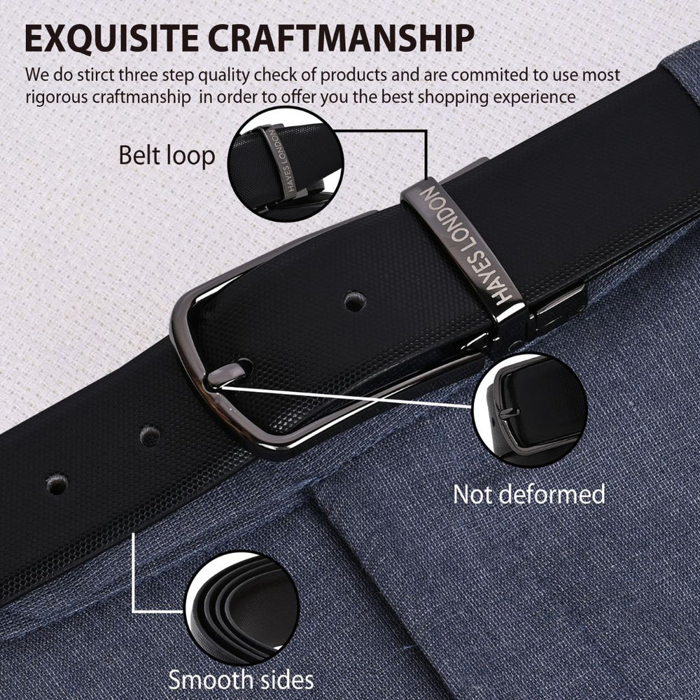 Hayes London | Italian Leather Reversible Black & Brown Belt For Men (Leather Texture: Braided)
