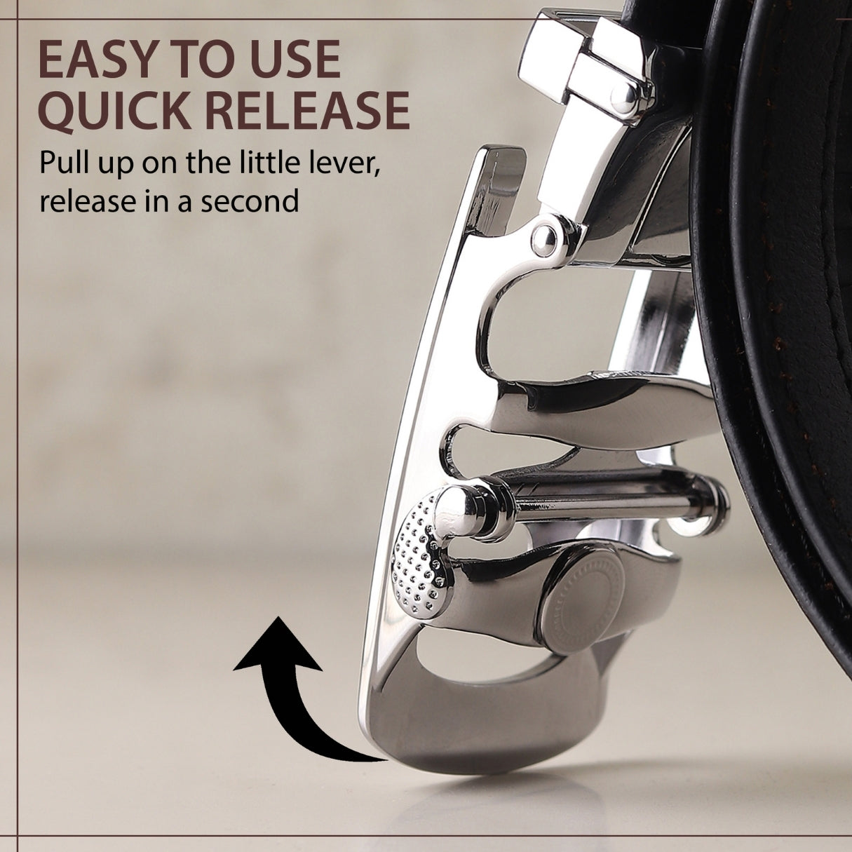 Hayes London | Auto-Lock Genuine Leather Black Belt for Men | Premium Micro-Adjustable No-Hole Belt (Leather Texture: Plain)