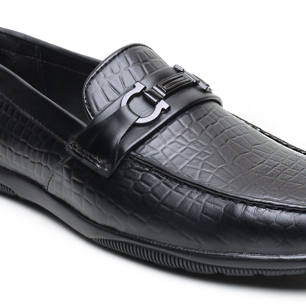 Hayes London | Jaxon Horsebit Loafers – Black Croco Genuine Leather Men’s Shoes