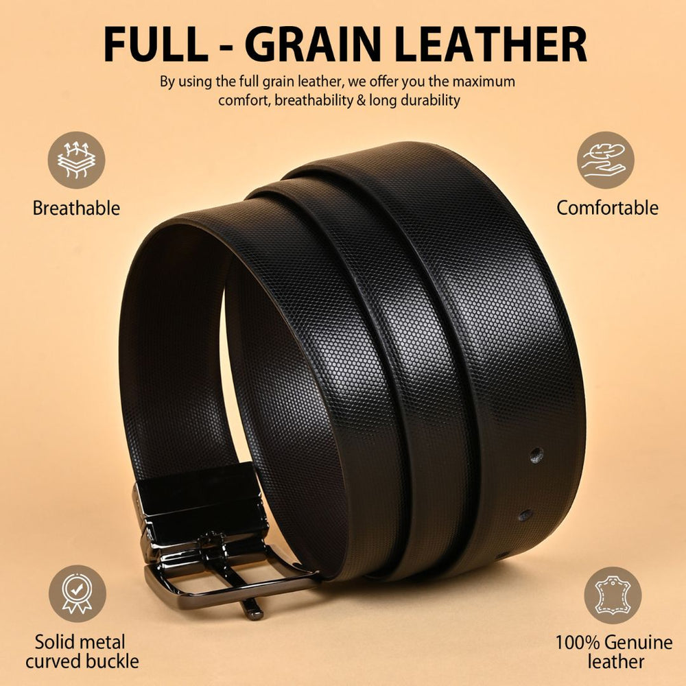 Hayes London | Italian Leather Reversible Black & Brown Belt For Men (Leather Texture: Braided)