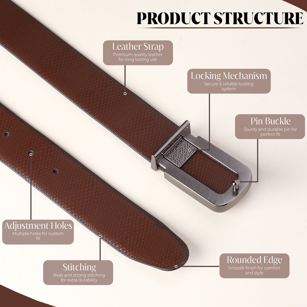 Hayes London | Cronos Viper Black & Brown Italian Leather Reversible Belt for Men – Grey Buckle