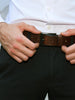 Hayes London | Brown Croco Pattern Genuine Leather Men's Belt (Leather Texture: Croco Pattern & Buckle Color: Black)