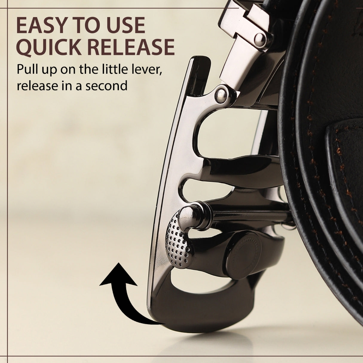 Hayes London | Auto-Lock Genuine Leather Black Belt for Men | Premium Micro-Adjustable No-Hole Belt (Leather Texture: Plain)