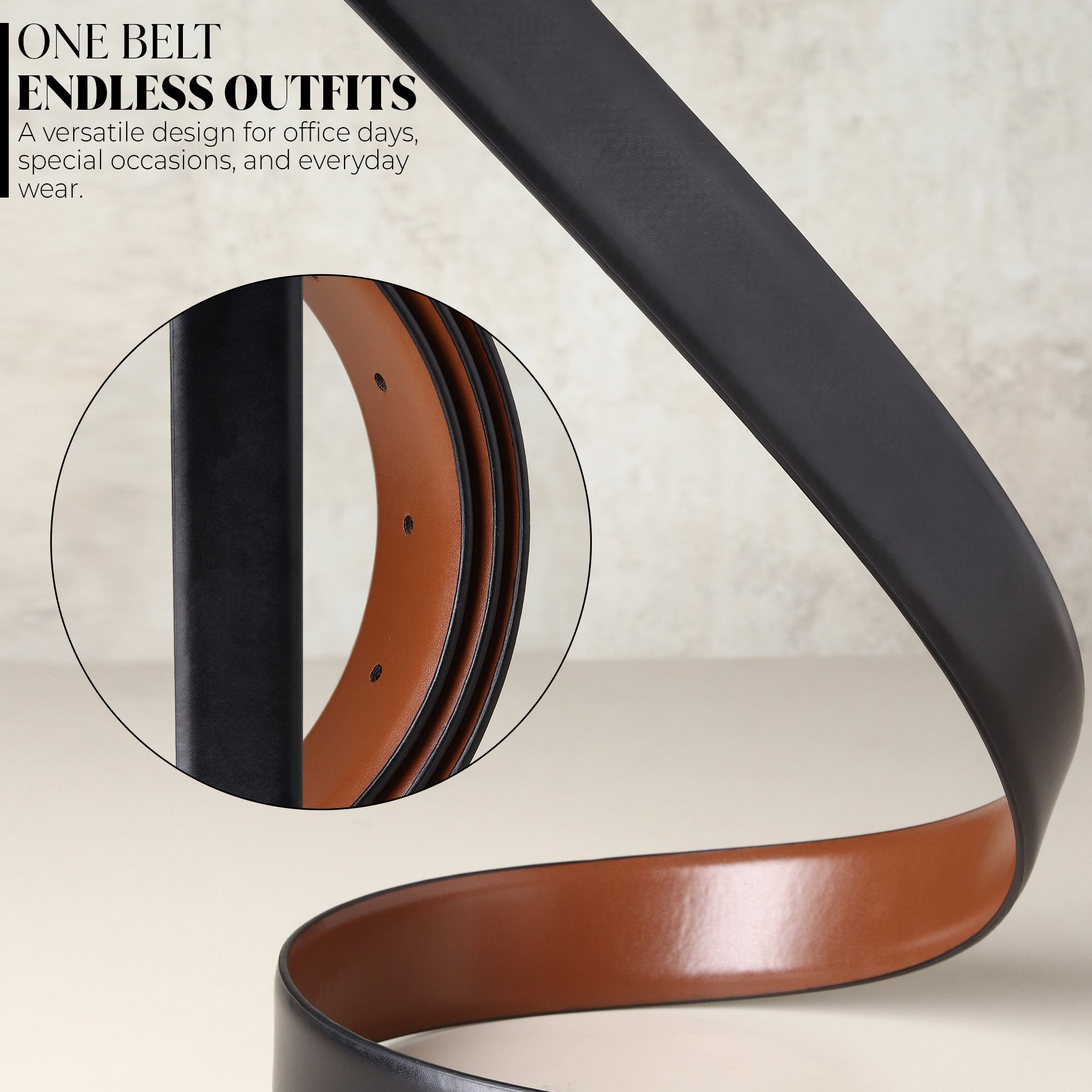 Cronos Plain Black & Brown Italian Leather Reversible Belt for Men – Grey Buckle