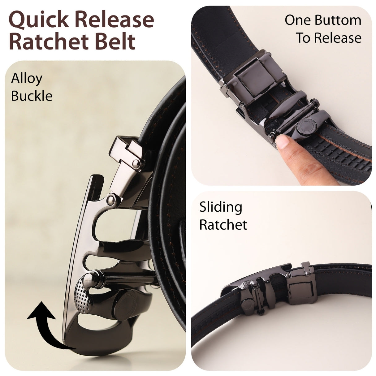 Hayes London | Auto-Lock Genuine Leather Black Belt for Men | Premium Micro-Adjustable No-Hole Belt (Leather Texture: Croco)