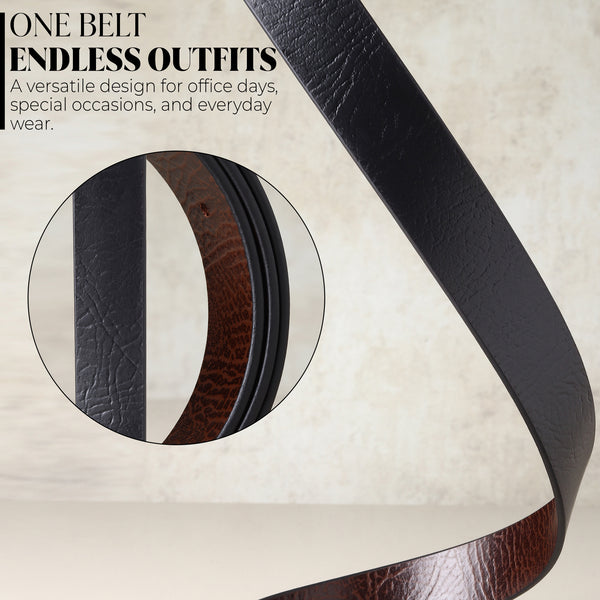 Cronos Wild Black & Brown Italian Leather Reversible Belt for Men – Silver Buckle