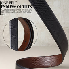 Hayes London | Cronos Viper Black & Brown Italian Leather Reversible Belt for Men – Grey Buckle