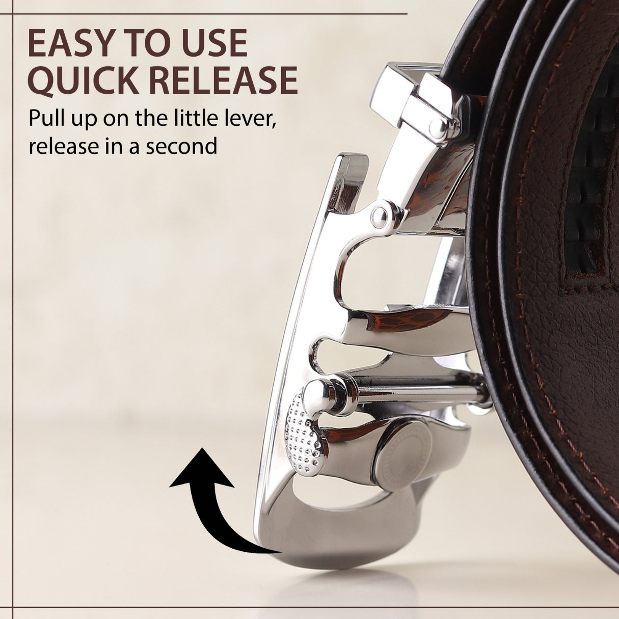 Hayes London | Auto-Lock Genuine Leather Brown Belt for Men | Premium Micro-Adjustable No-Hole Belt (Leather Texture: Plain)