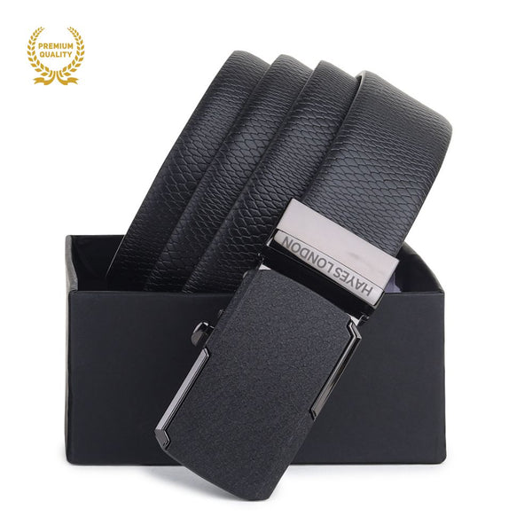 Hayes London | Armour Black & Brown Italian Leather Auto-Lock Reversible Belt for Men – Micro-Adjustable Fit