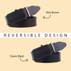 Hayes London | Reversible Black & Brown Genuine Leather Auto-Lock Belt for Men, Micro-Adjustable No-Hole Belt (Leather Texture: Wild)
