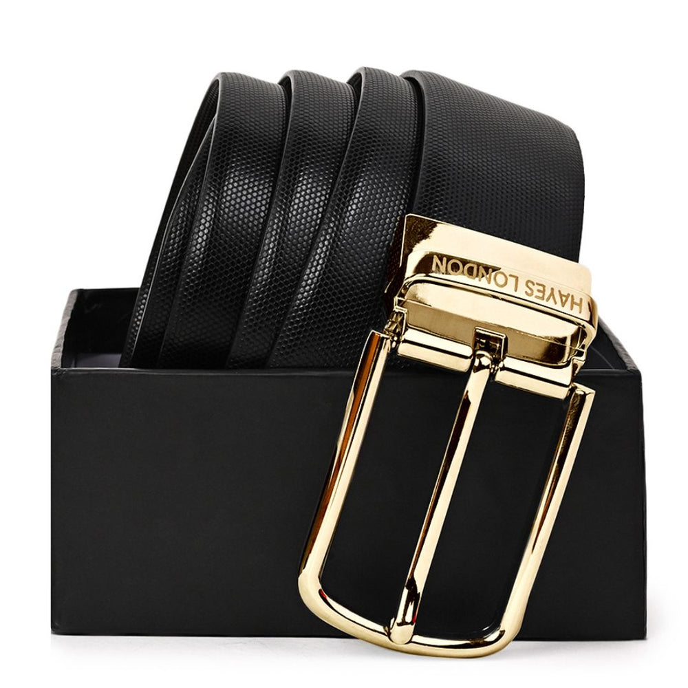 Hayes London | Italian Leather Reversible Black & Brown Belt For Men (Leather Texture: Braided)