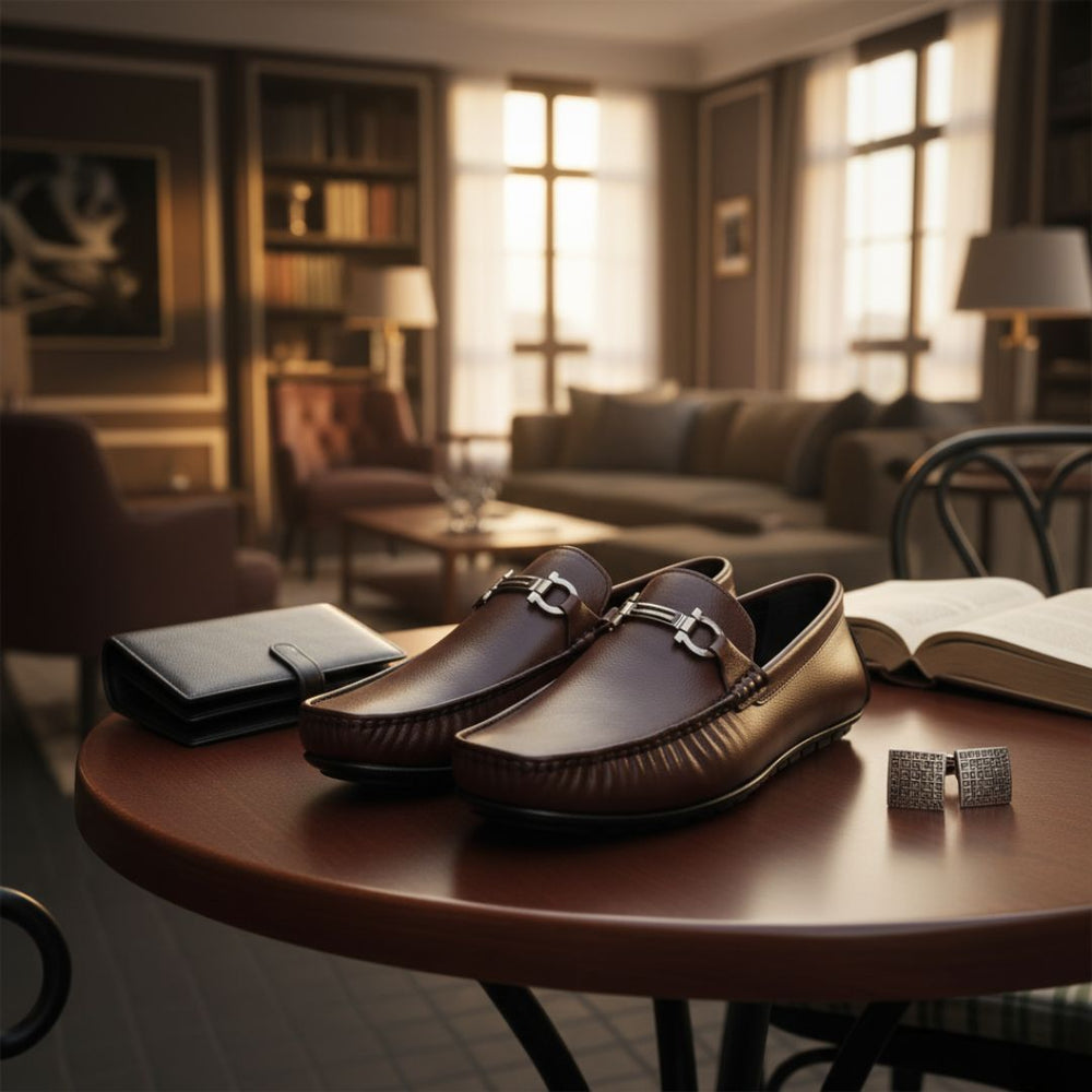 Hayes London | Belfort Driving Loafers – Brown Plain Genuine Leather Men’s Shoes