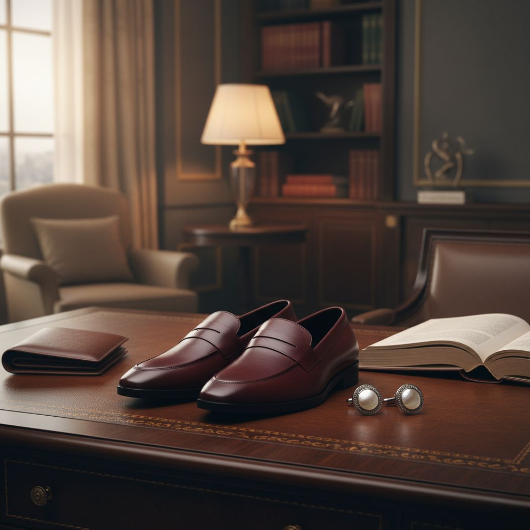 Hayes London | Belmonte Brown Formal Penny Loafers for Men – Genuine Leather Slip-On Shoes for Office & Party Wear