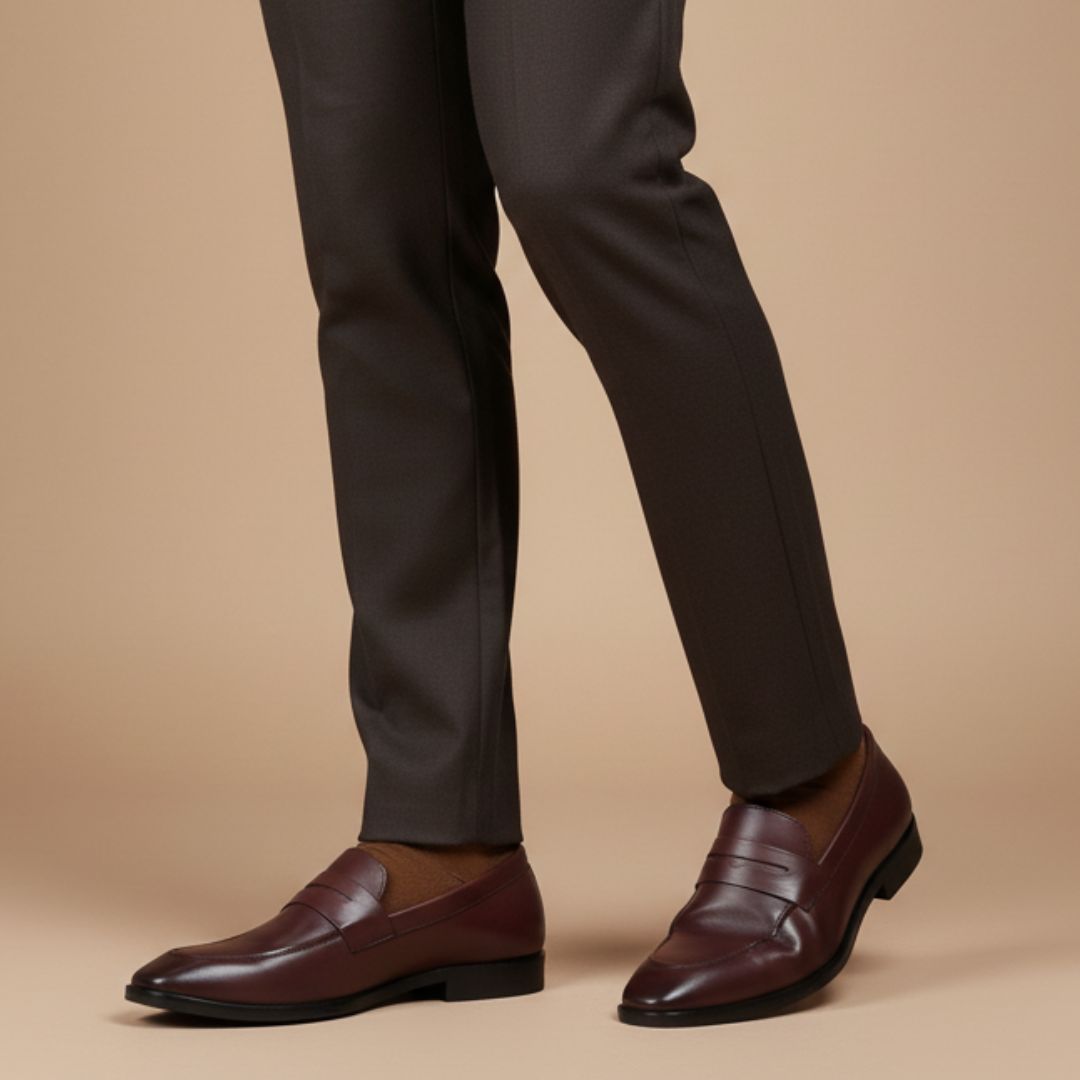 Hayes London | Belmonte Brown Formal Penny Loafers for Men – Genuine Leather Slip-On Shoes for Office & Party Wear