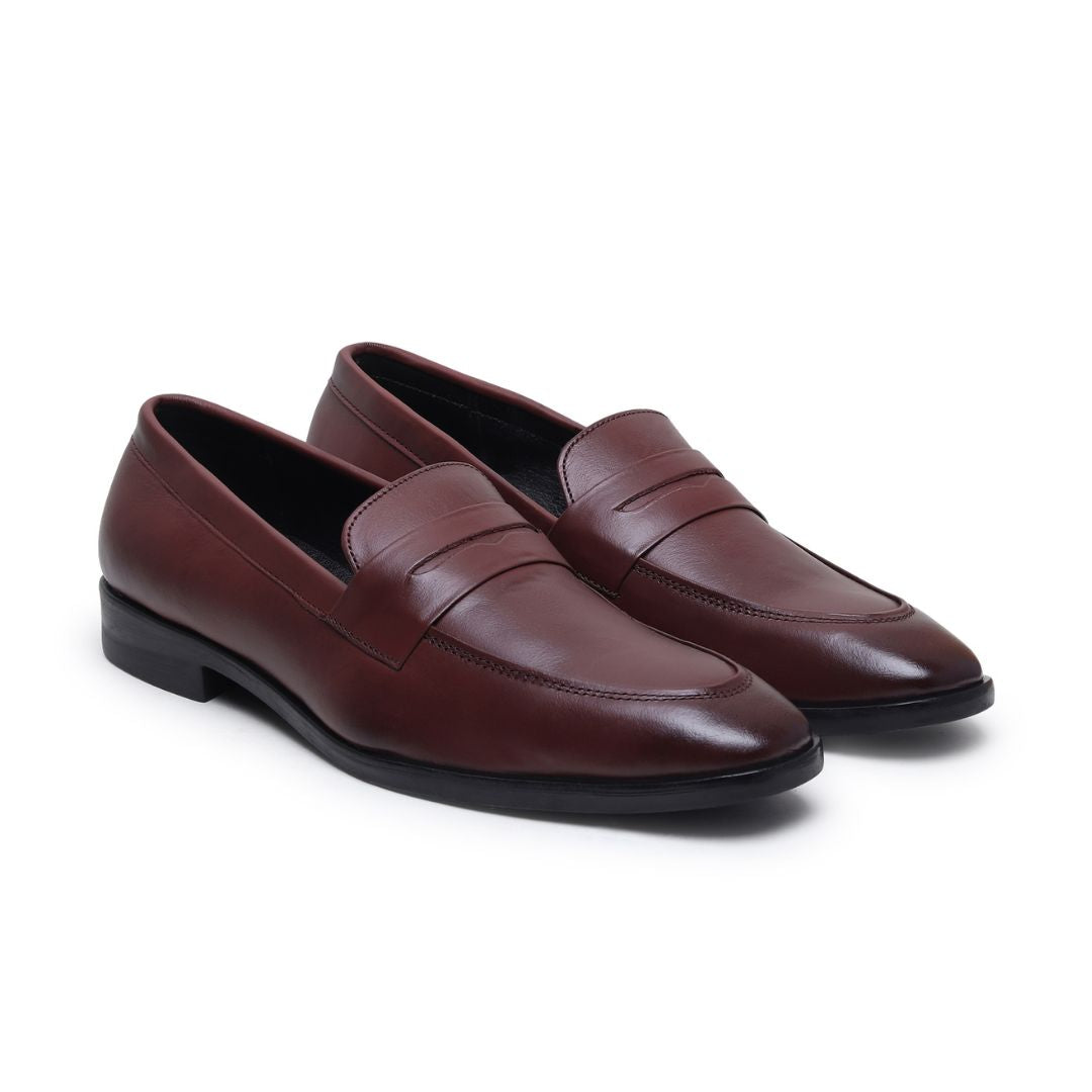 Hayes London | Belmonte Brown Formal Penny Loafers for Men – Genuine Leather Slip-On Shoes for Office & Party Wear