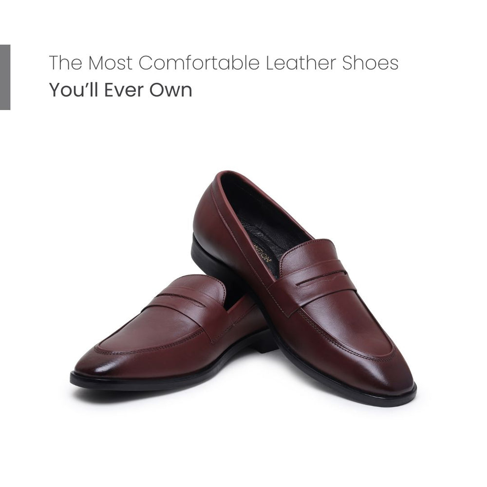 Hayes London | Belmonte Brown Formal Penny Loafers for Men – Genuine Leather Slip-On Shoes for Office & Party Wear