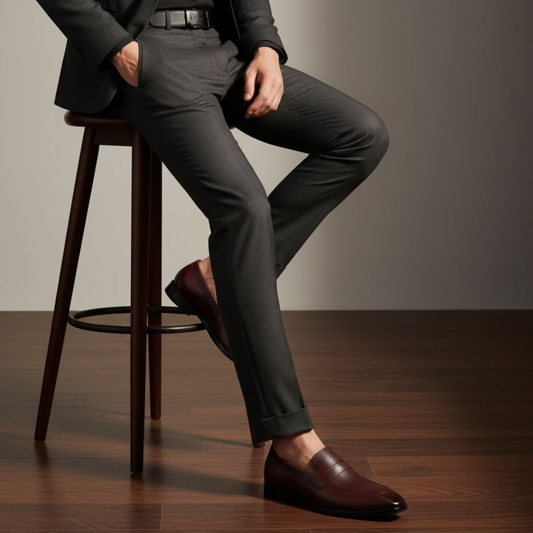 Hayes London | Belmonte Brown Formal Penny Loafers for Men – Genuine Leather Slip-On Shoes for Office & Party Wear