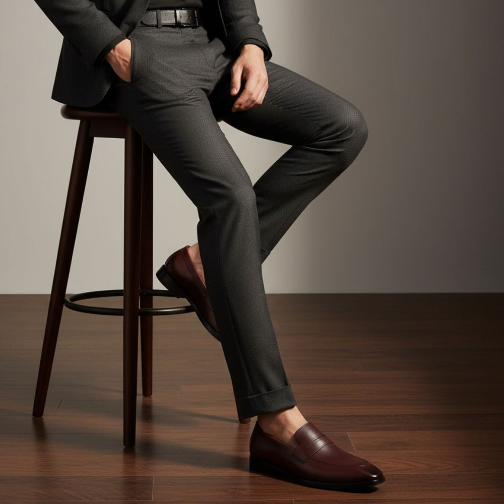 Hayes London | Belmonte Brown Formal Penny Loafers for Men – Genuine Leather Slip-On Shoes for Office & Party Wear