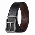 Cronos Wild Black & Brown Italian Leather Reversible Belt for Men – Matte Grey Buckle