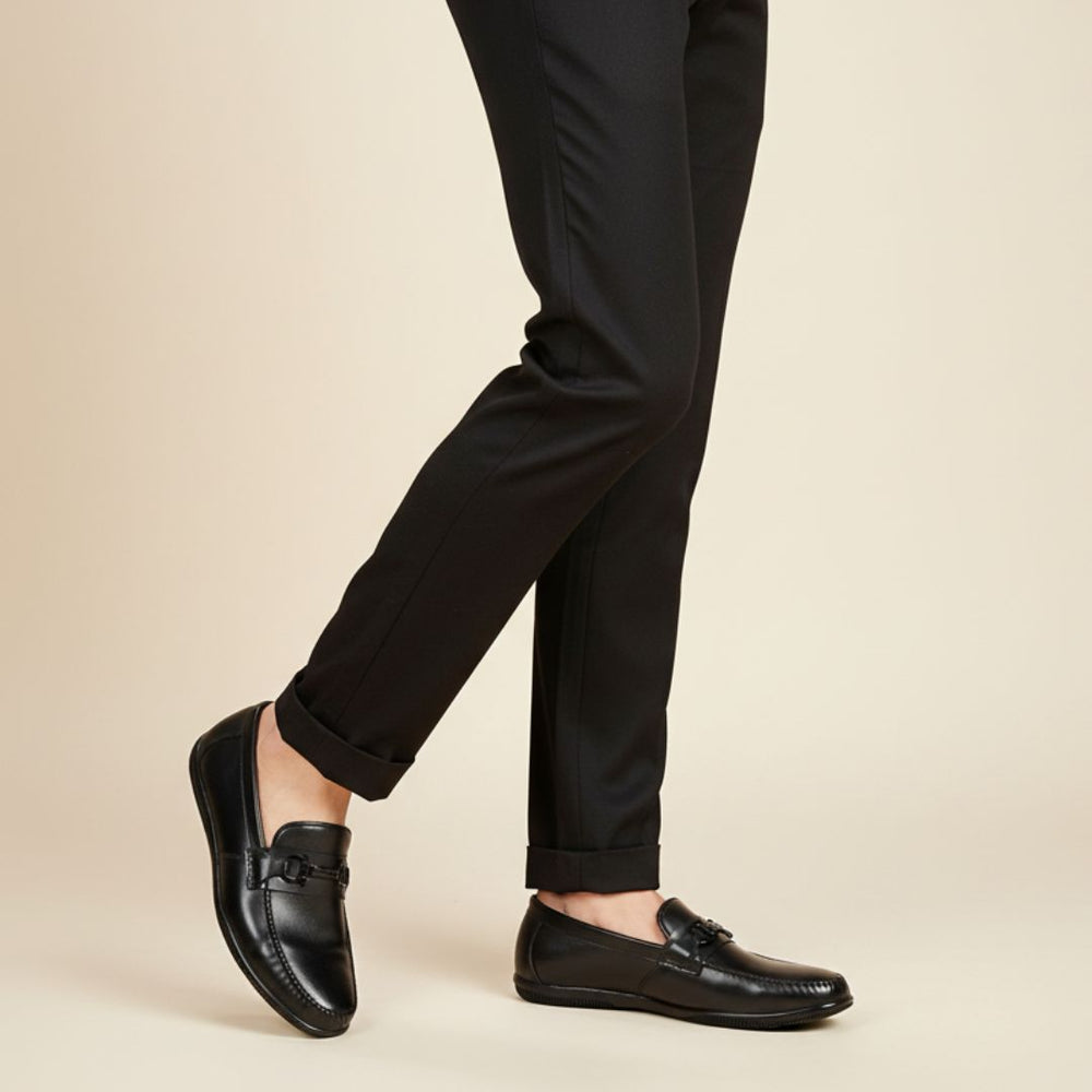 Hayes London | Blaze Horsebit Loafers – Black Plain Genuine Leather Men’s Shoes