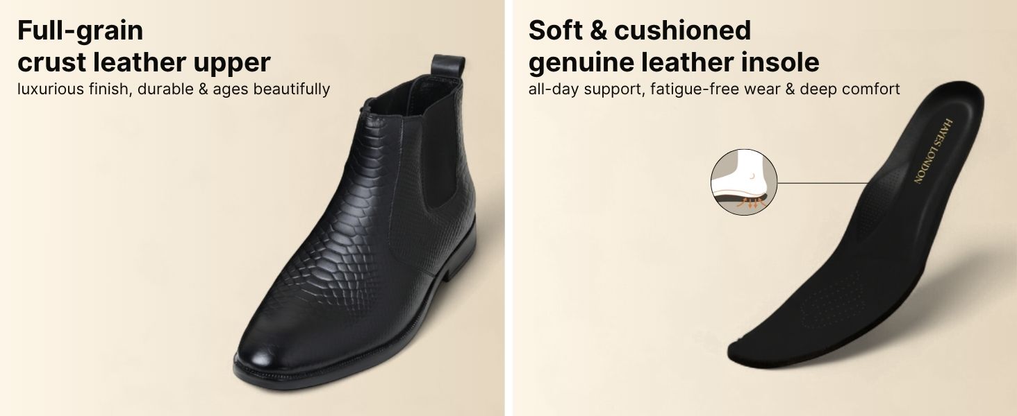 Hawk Chelsea Boots – Black Textured Genuine Leather Men’s Shoes
